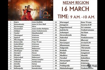 Baahubali 2 Movie Trailer Screening on 16th March Theatres List